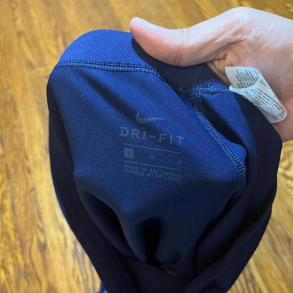 Nike Pro Reflective Print Cropped Capri Leggings Navy Blue Women's Size L - Picture 13 of 13